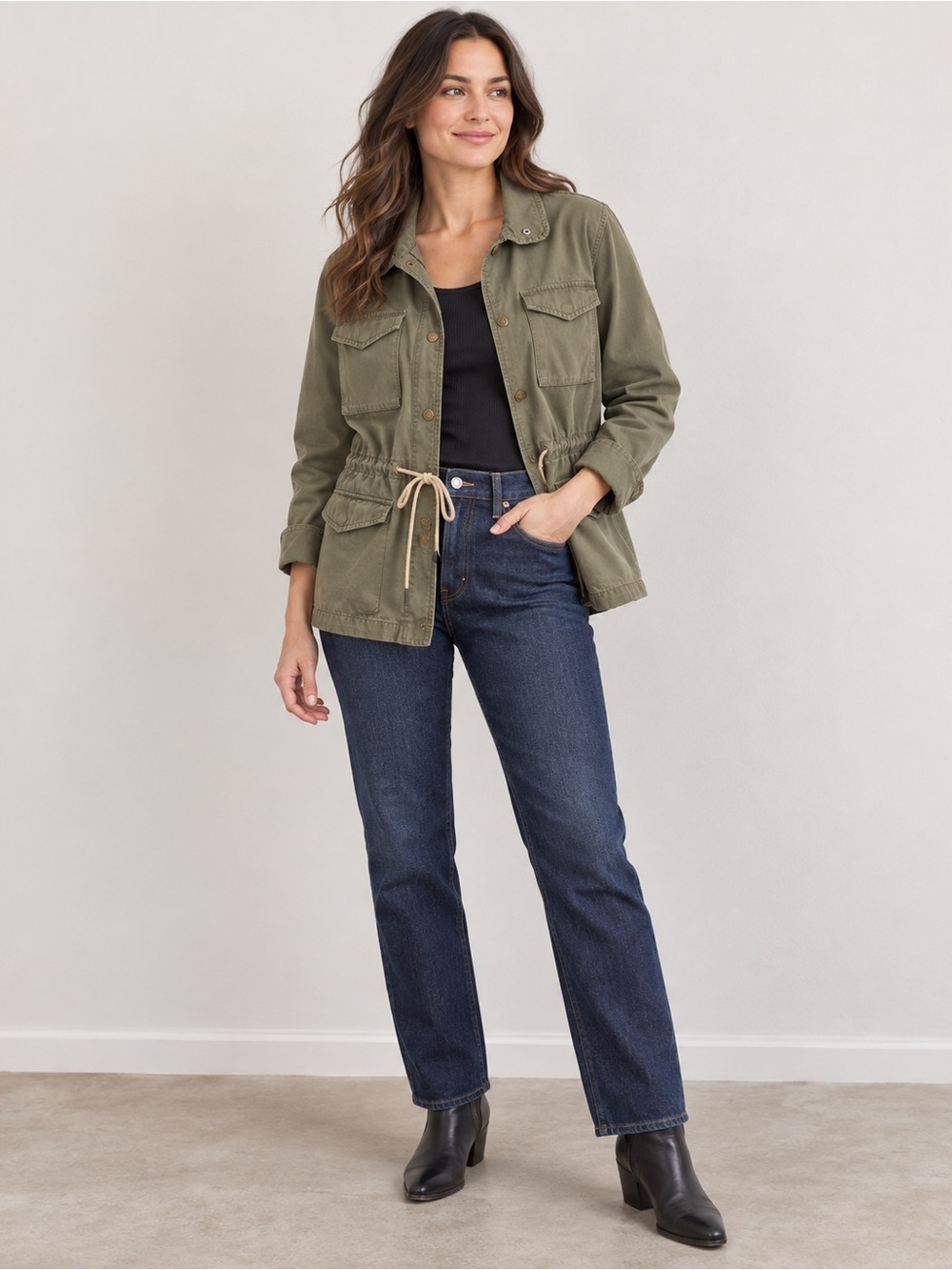 Levi Straus Army Green Utility Drawstring jacket